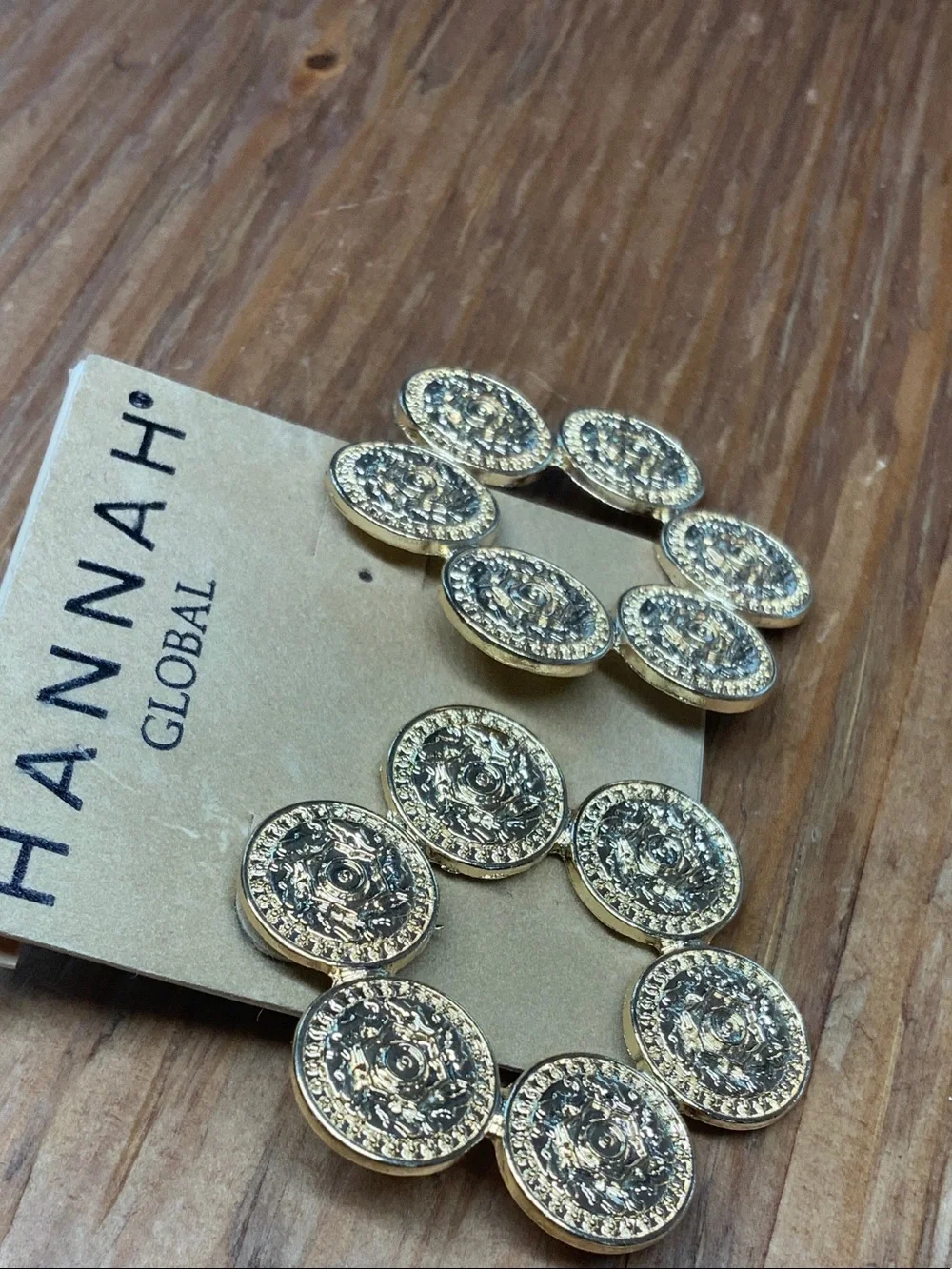 Hannah Gold Textured Medallion Drop Earrings